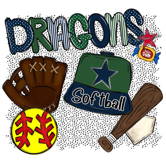 Dragons Softball Spirit-Navy & Green