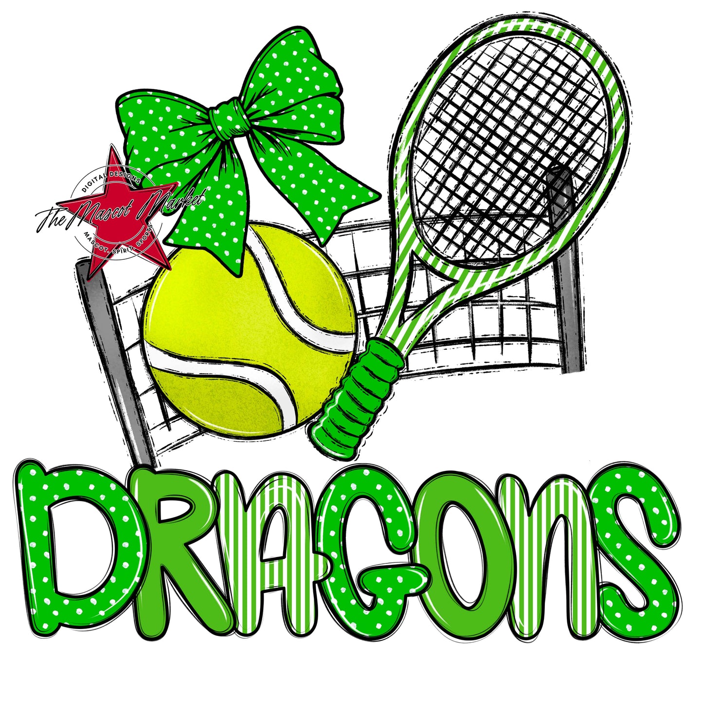 Dragons Tennis Spirit Design-Bright Green
