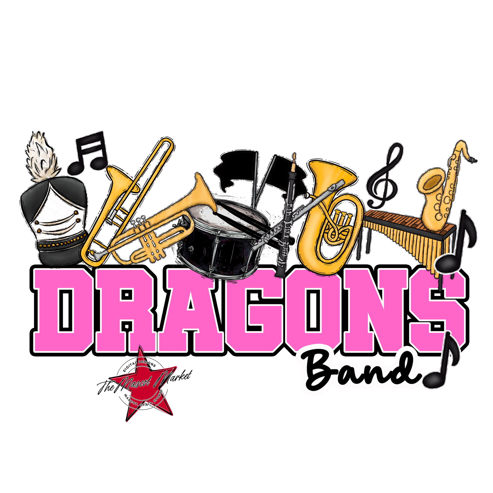 Dragons Varsity Band-Baby Pink