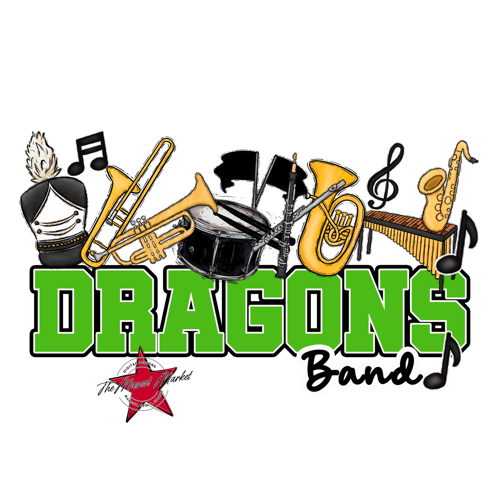 Dragons Varsity Band-Bright Green