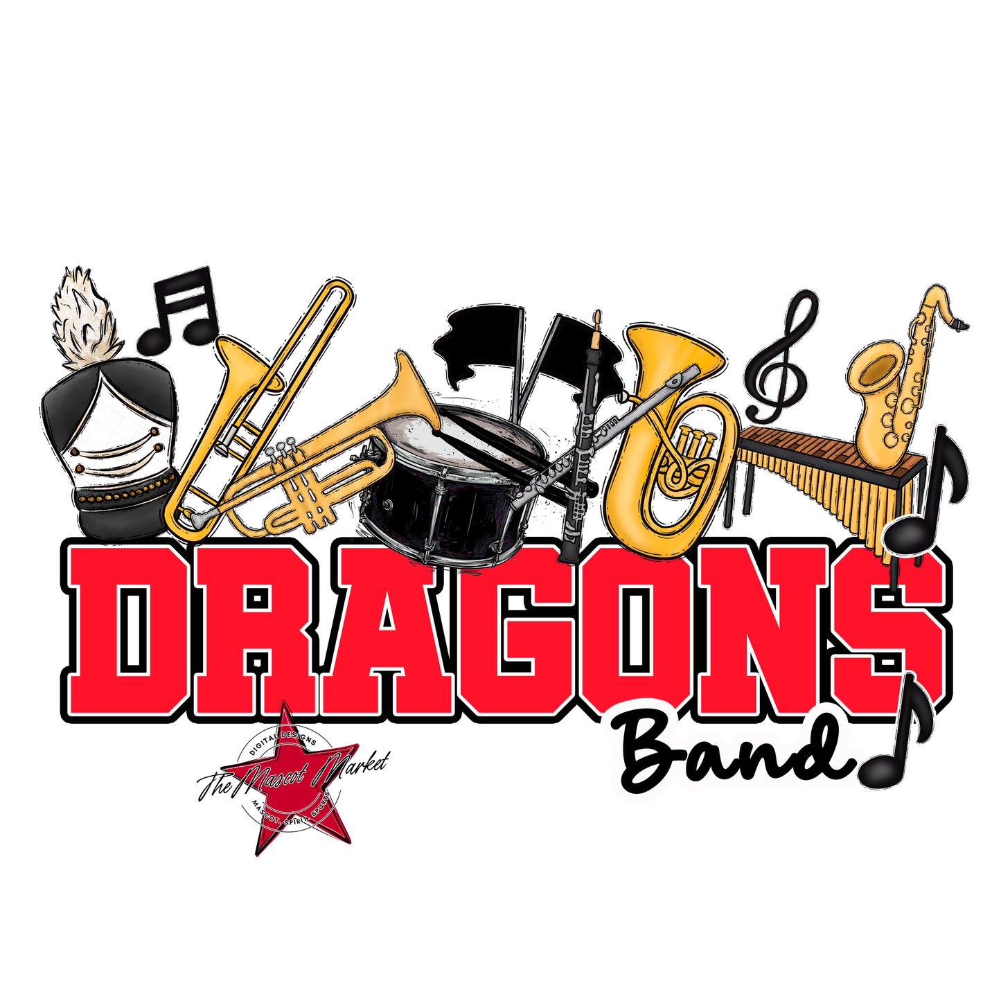 Dragons Varsity Band-Bright Red