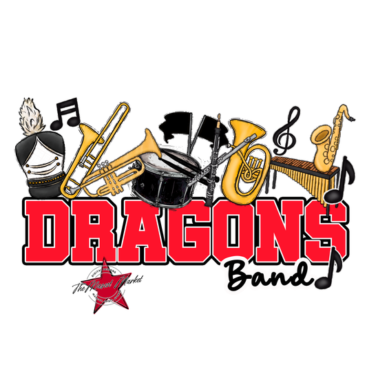 Dragons Varsity Band-Bright Red