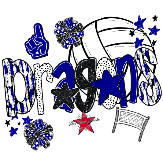Dragons Volleyball Scrape-Blue