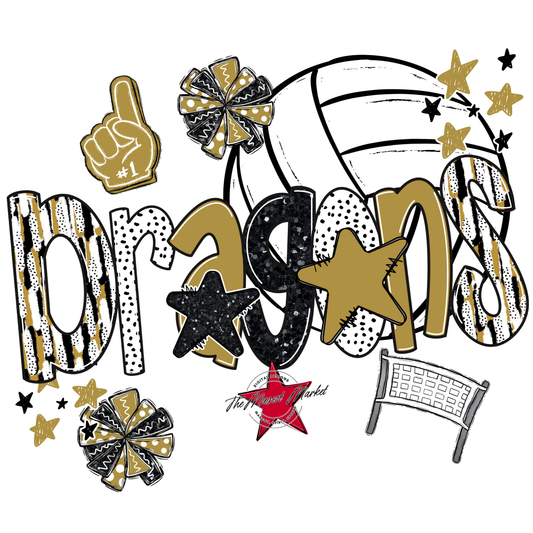 Dragons Volleyball Scrape-Gold