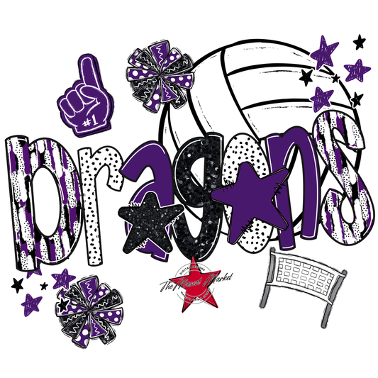Dragons Volleyball Scrape-Purple