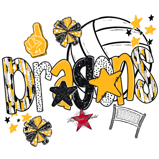Dragons Volleyball Scrape-Yellow