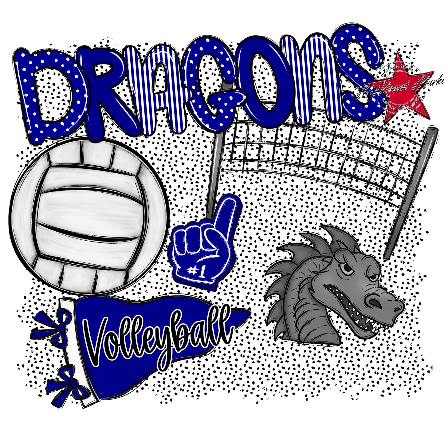 Dragons Volleyball Spirit-Blue