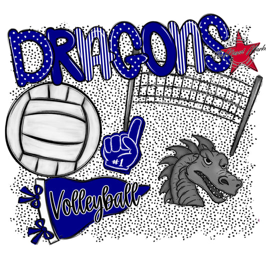 Dragons Volleyball Spirit-Blue