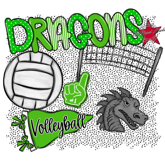 Dragons Volleyball Spirit-Bright Green