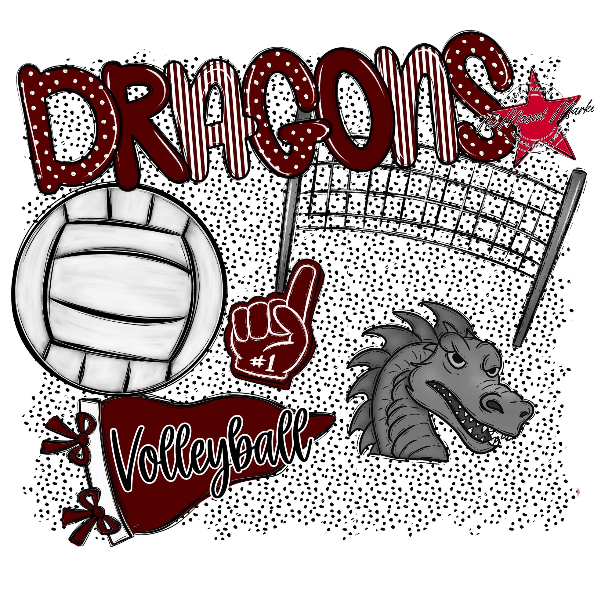 Dragons Volleyball Spirit-Maroon