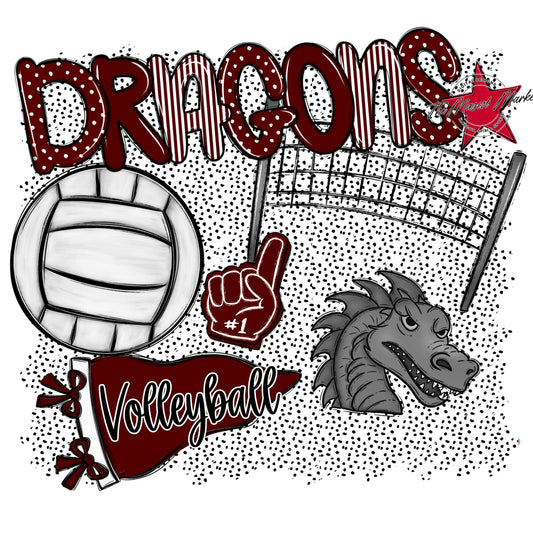 Dragons Volleyball Spirit-Maroon