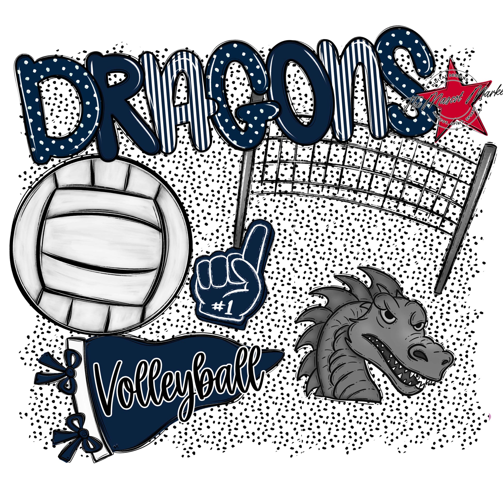 Dragons Volleyball Spirit-Navy