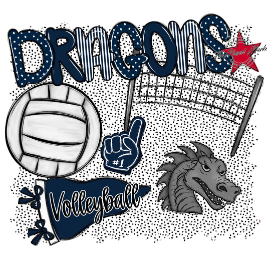 Dragons Volleyball Spirit-Navy