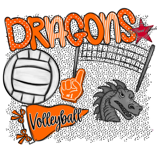 Dragons Volleyball Spirit-Orange