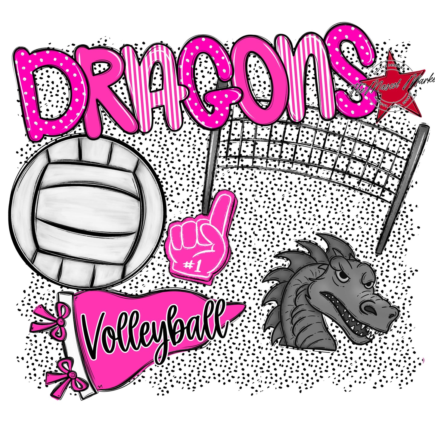 Dragons Volleyball Spirit-Pink