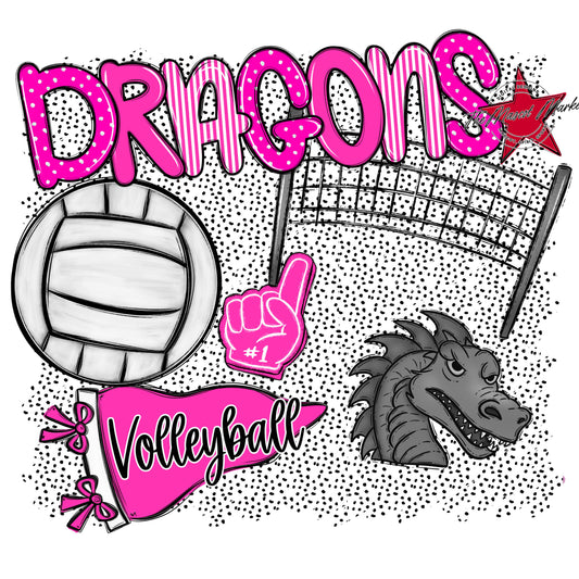 Dragons Volleyball Spirit-Pink