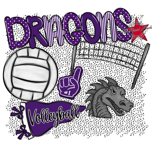Dragons Volleyball Spirit-Purple