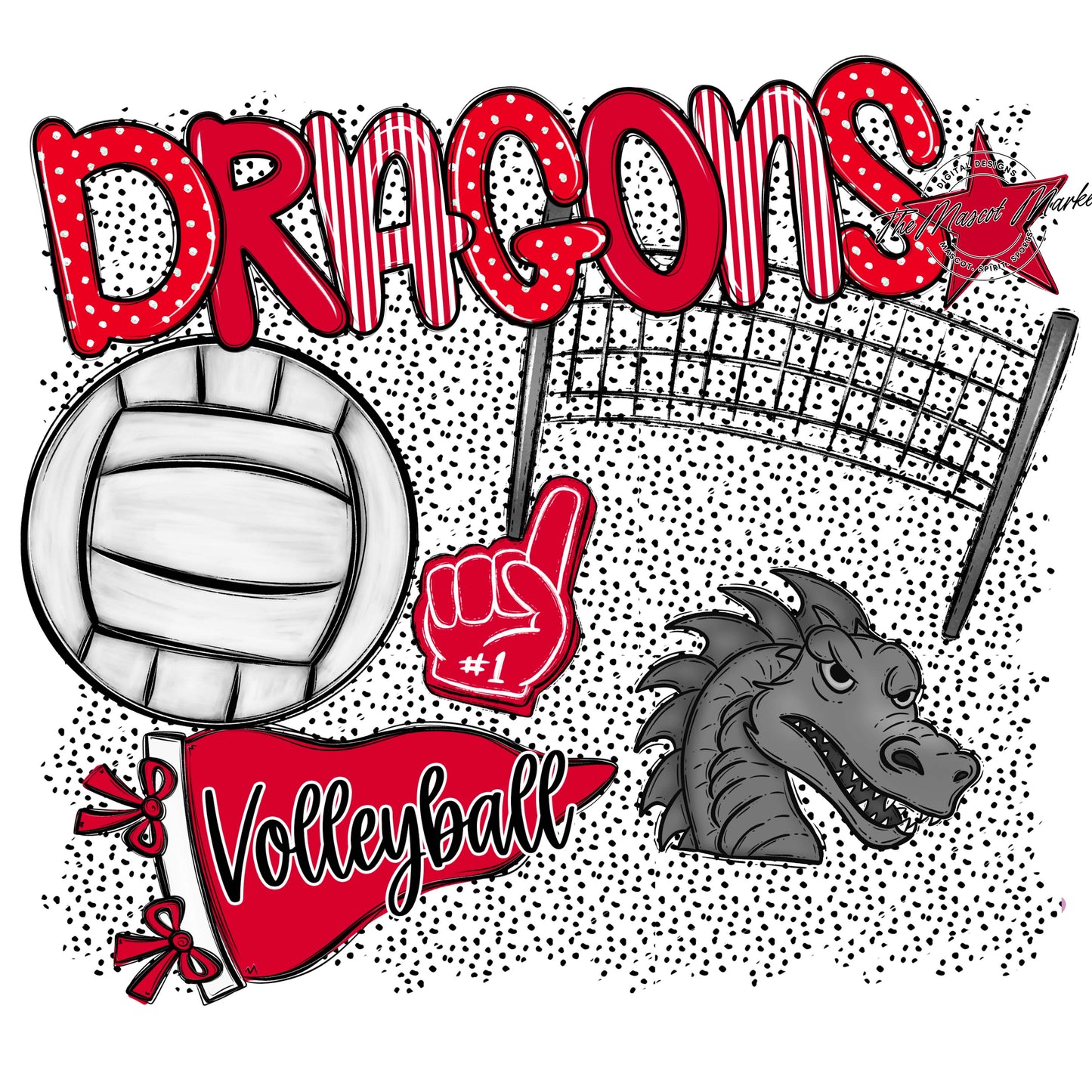 Dragons Volleyball Spirit-Red