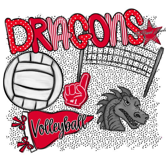 Dragons Volleyball Spirit-Red