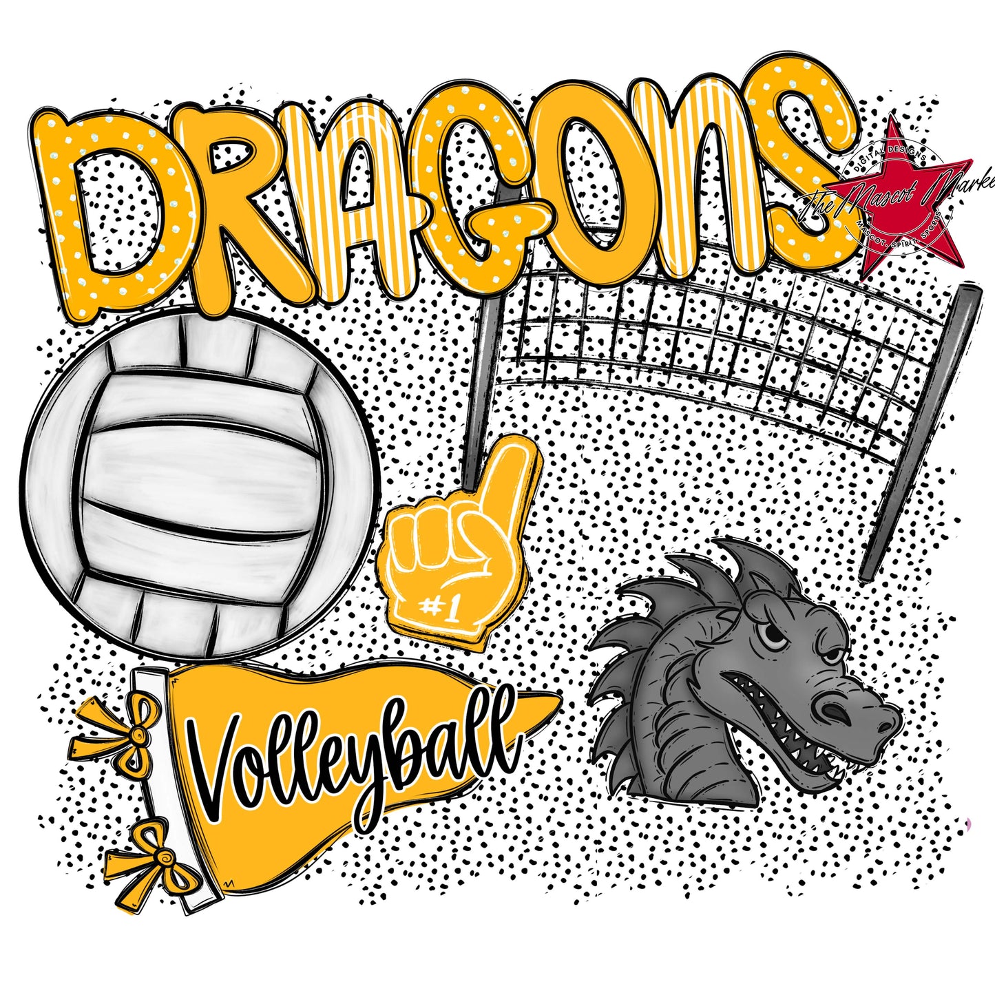 Dragons Volleyball Spirit-Yellow