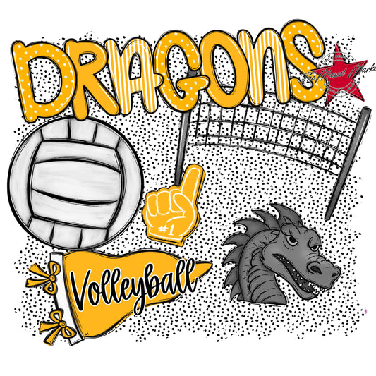 Dragons Volleyball Spirit-Yellow