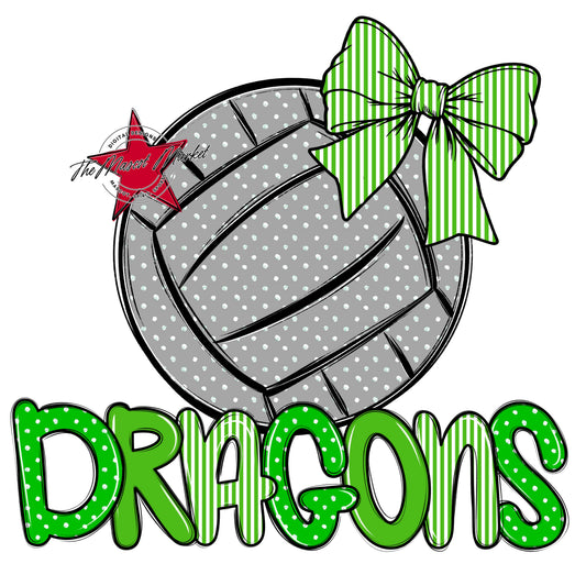 Dragons Volleyball Spirit Design-Bright Green