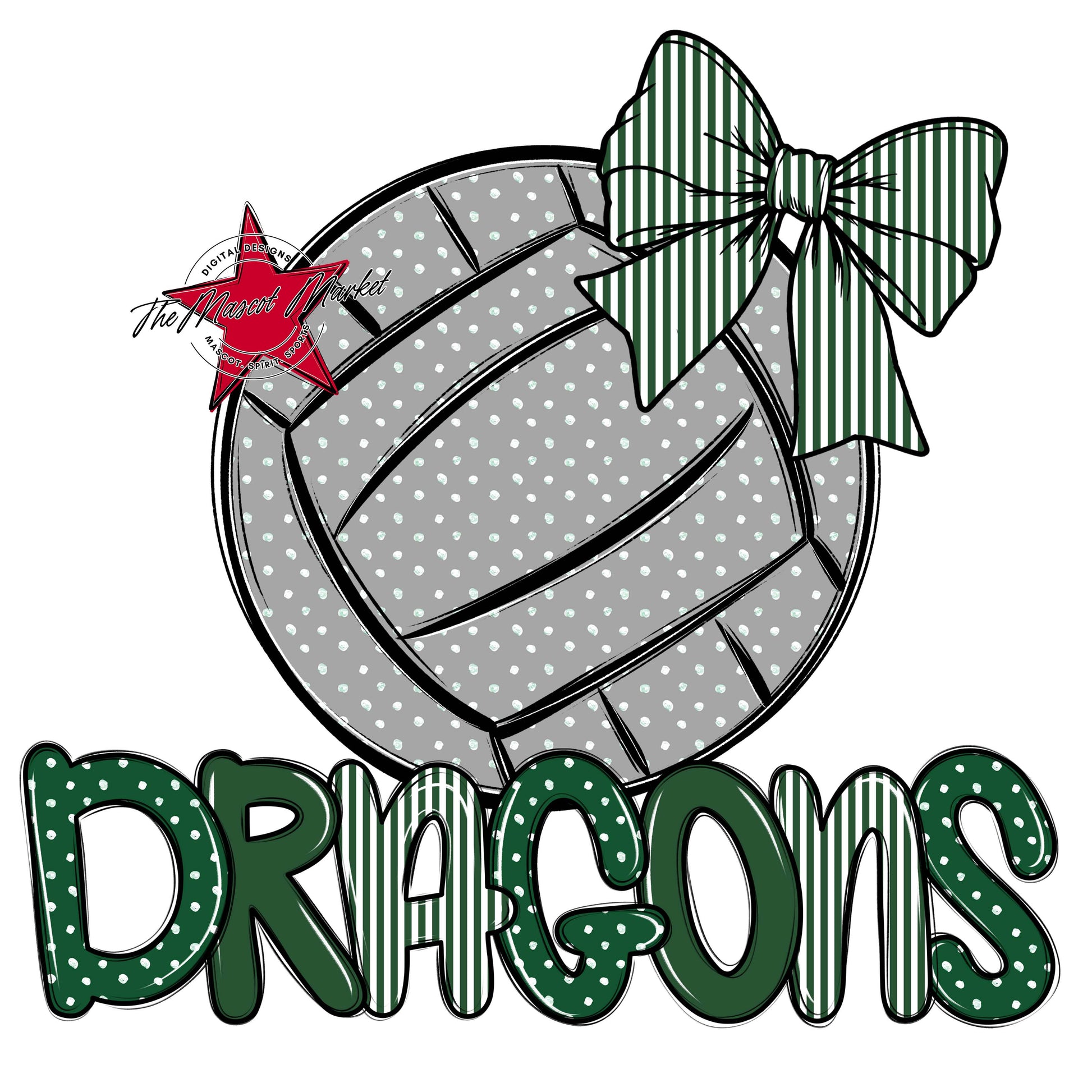 Dragons Volleyball Spirit Design-Green