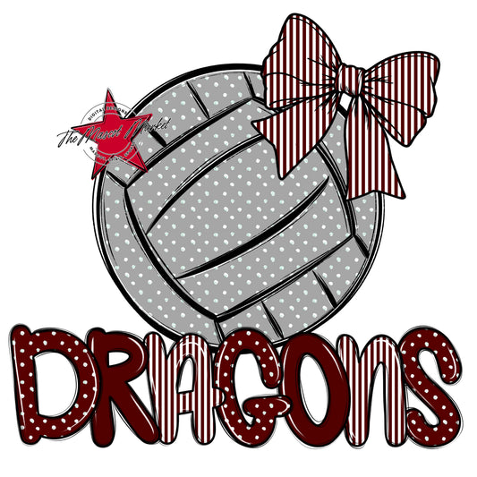 Dragons Volleyball Spirit Design-Maroon