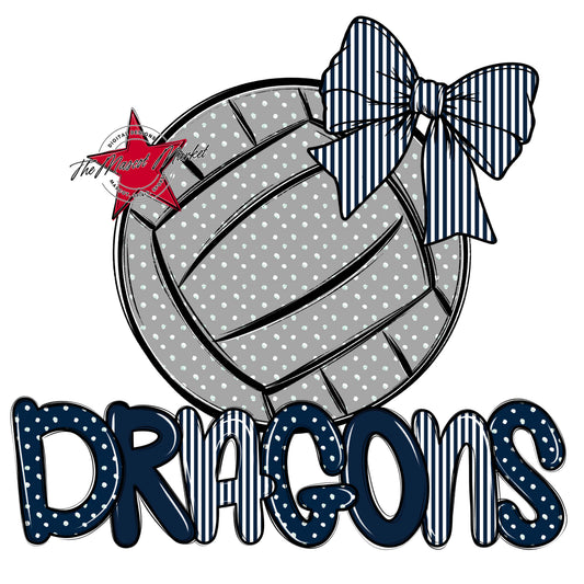 Dragons Volleyball Spirit Design-Navy