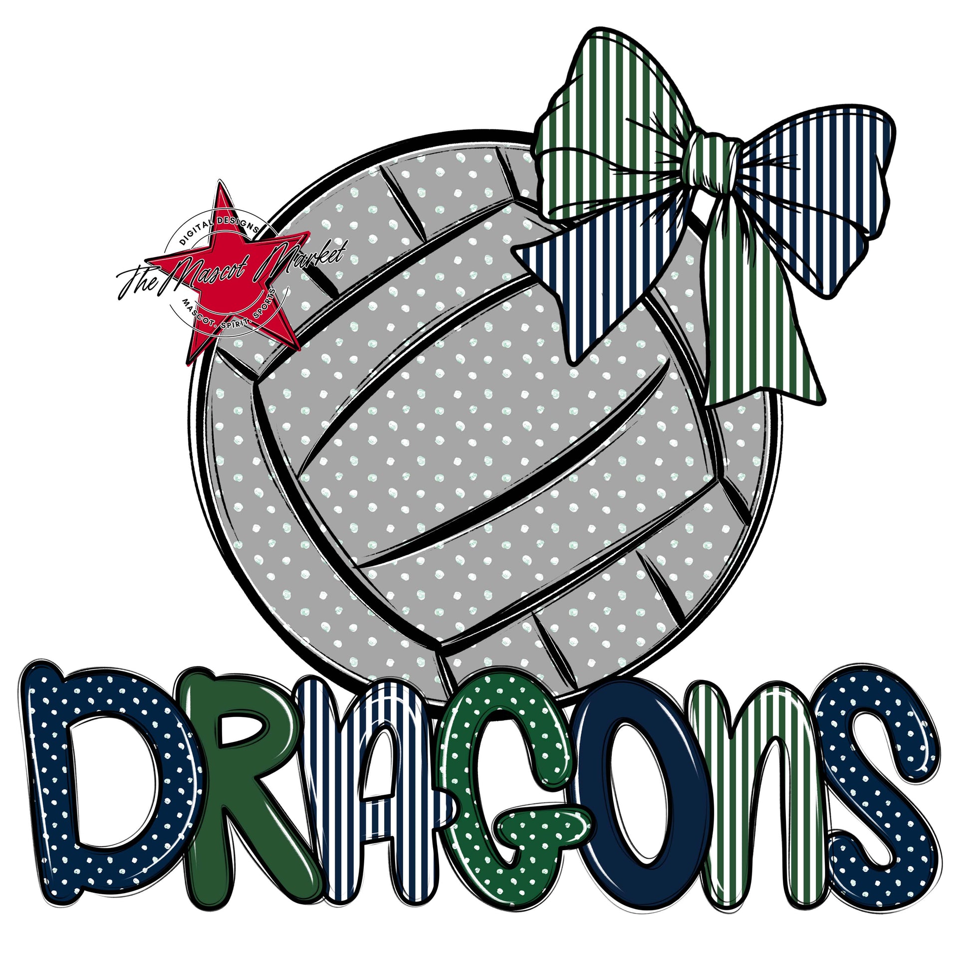 Dragons Volleyball Spirit Design-Navy & Green