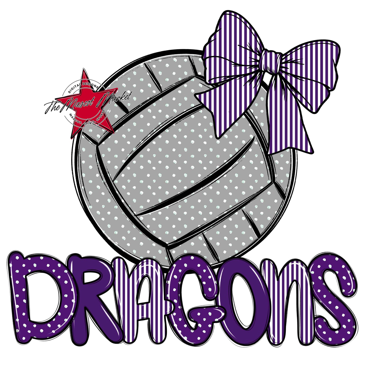 Dragons Volleyball Spirit Design-Purple