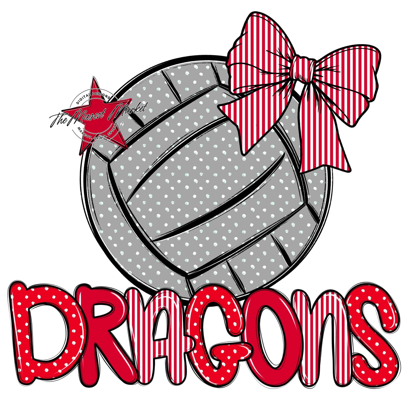 Dragons Volleyball Spirit Design-Red