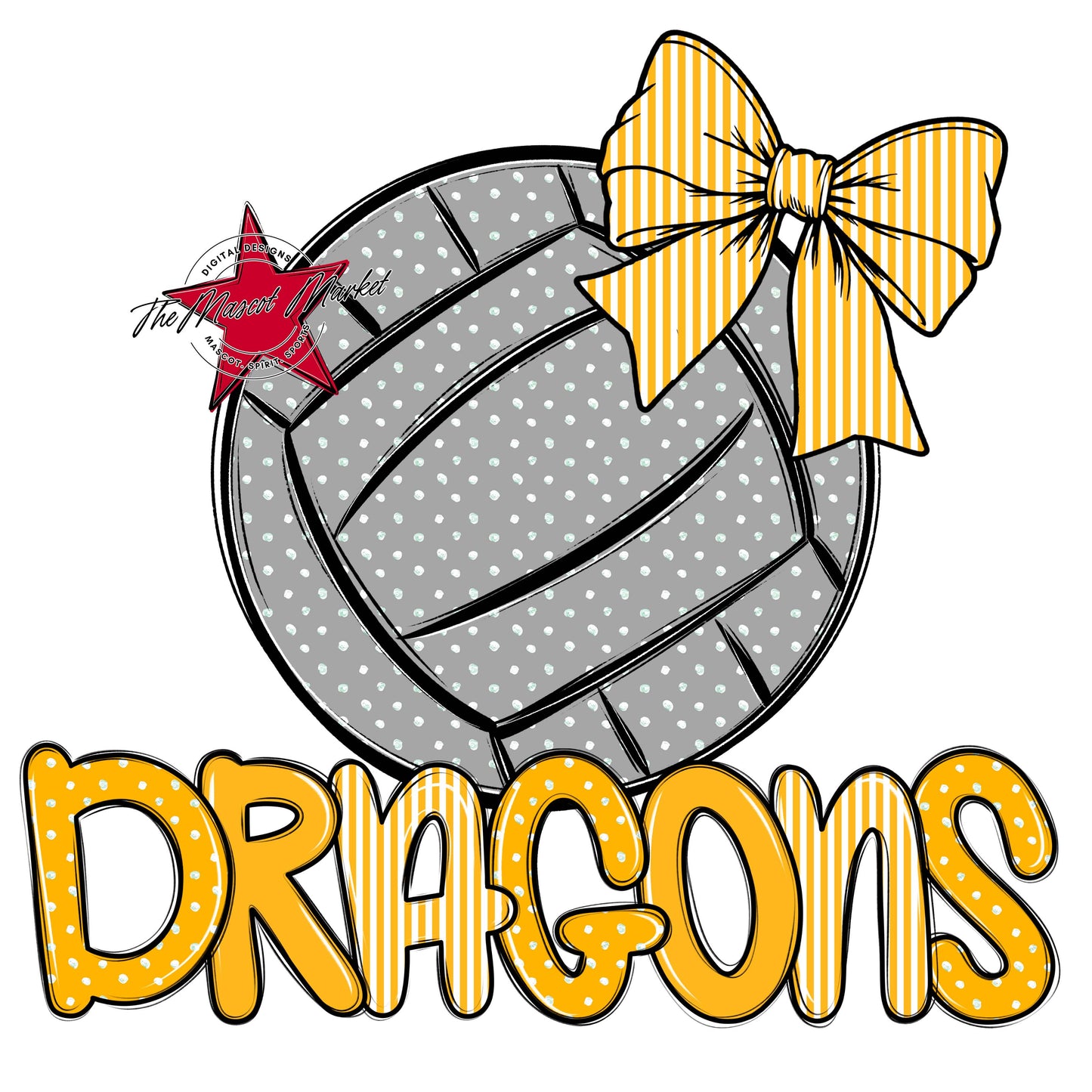 Dragons Volleyball Spirit Design-Yellow