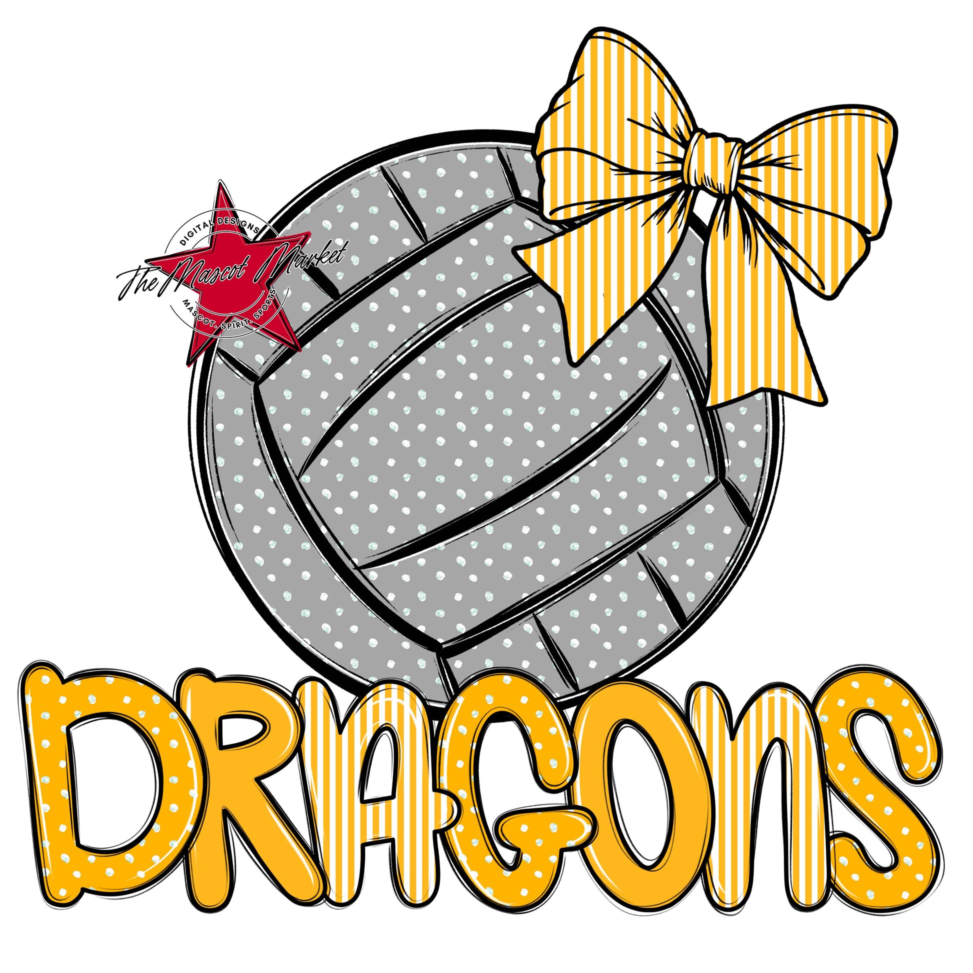 Dragons Volleyball Spirit Design-Yellow