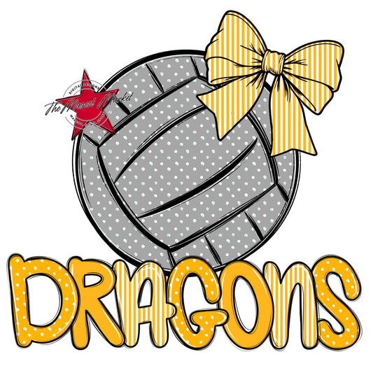 Dragons Volleyball Spirit Design-Yellow