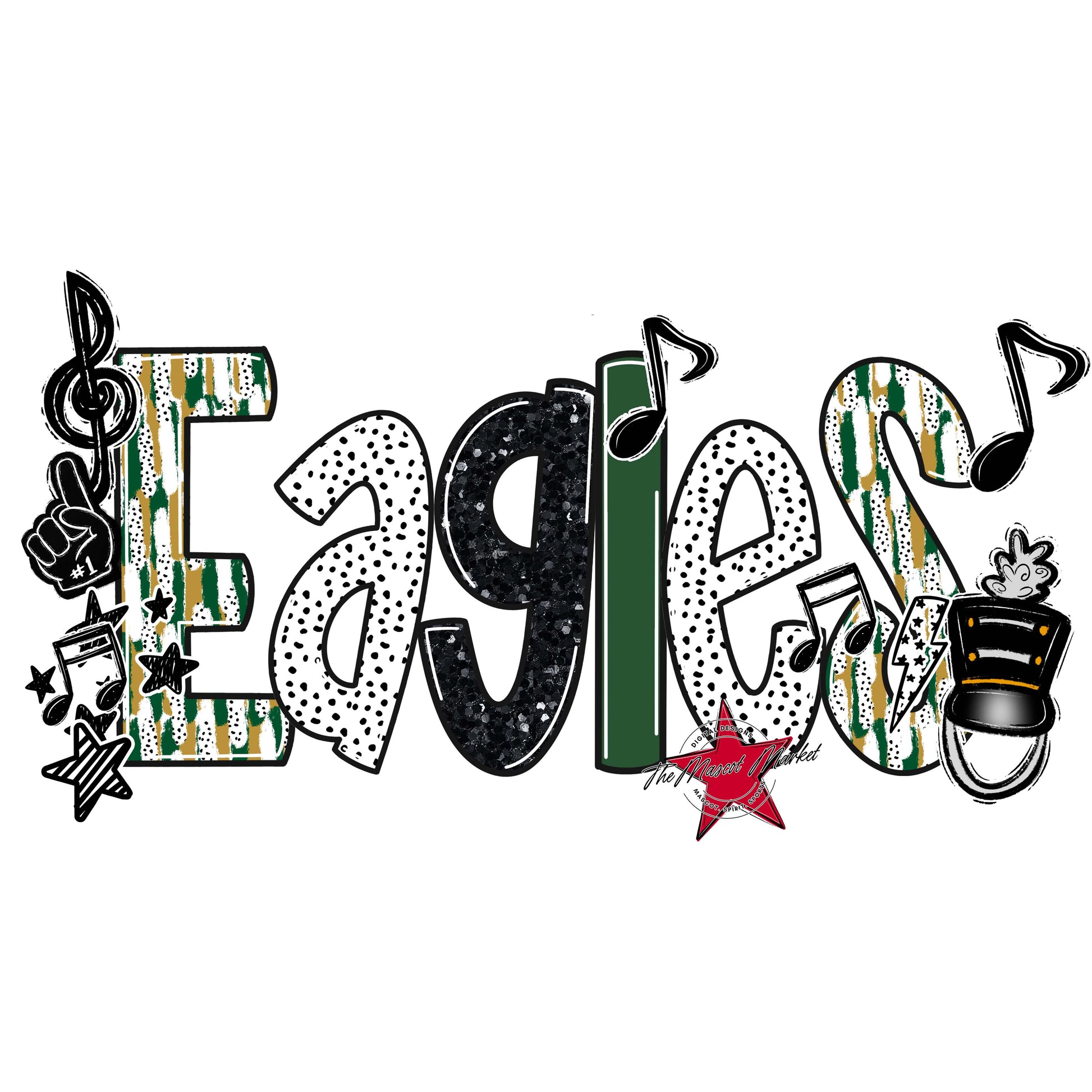 Eagles Band Scrape-Green & Gold