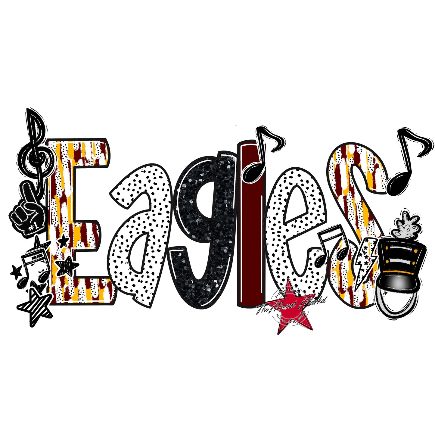 Eagles Band Scrape-Maroon & Yellow