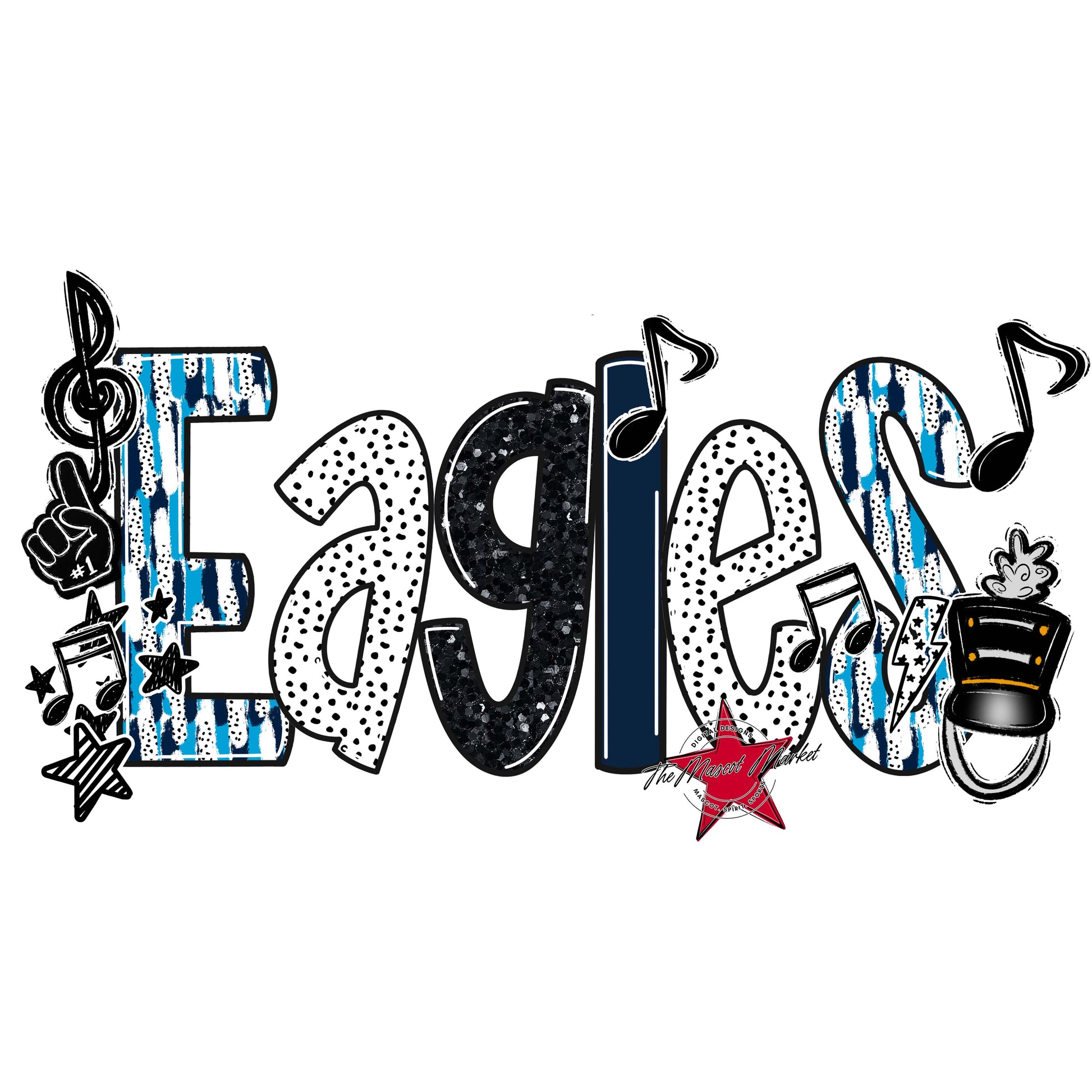 Eagles Band Scrape-Navy & Carolina Blue