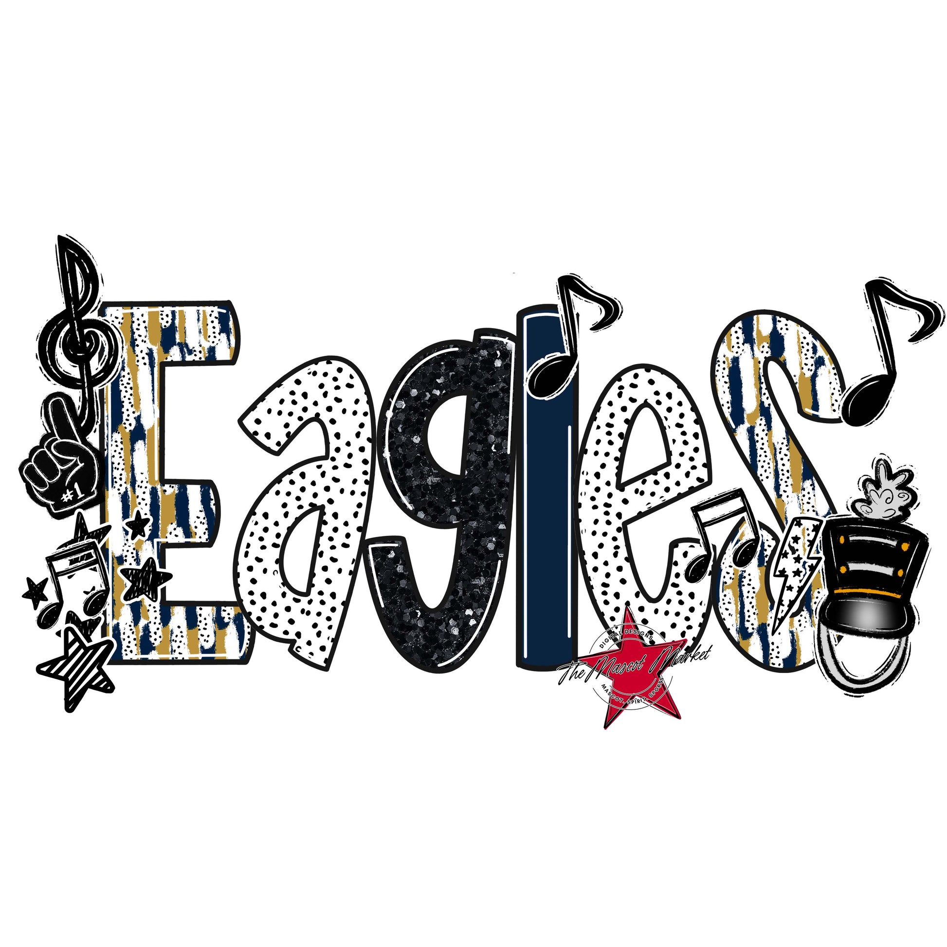 Eagles Band Scrape-Navy & Gold