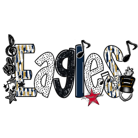 Eagles Band Scrape-Navy & Gold