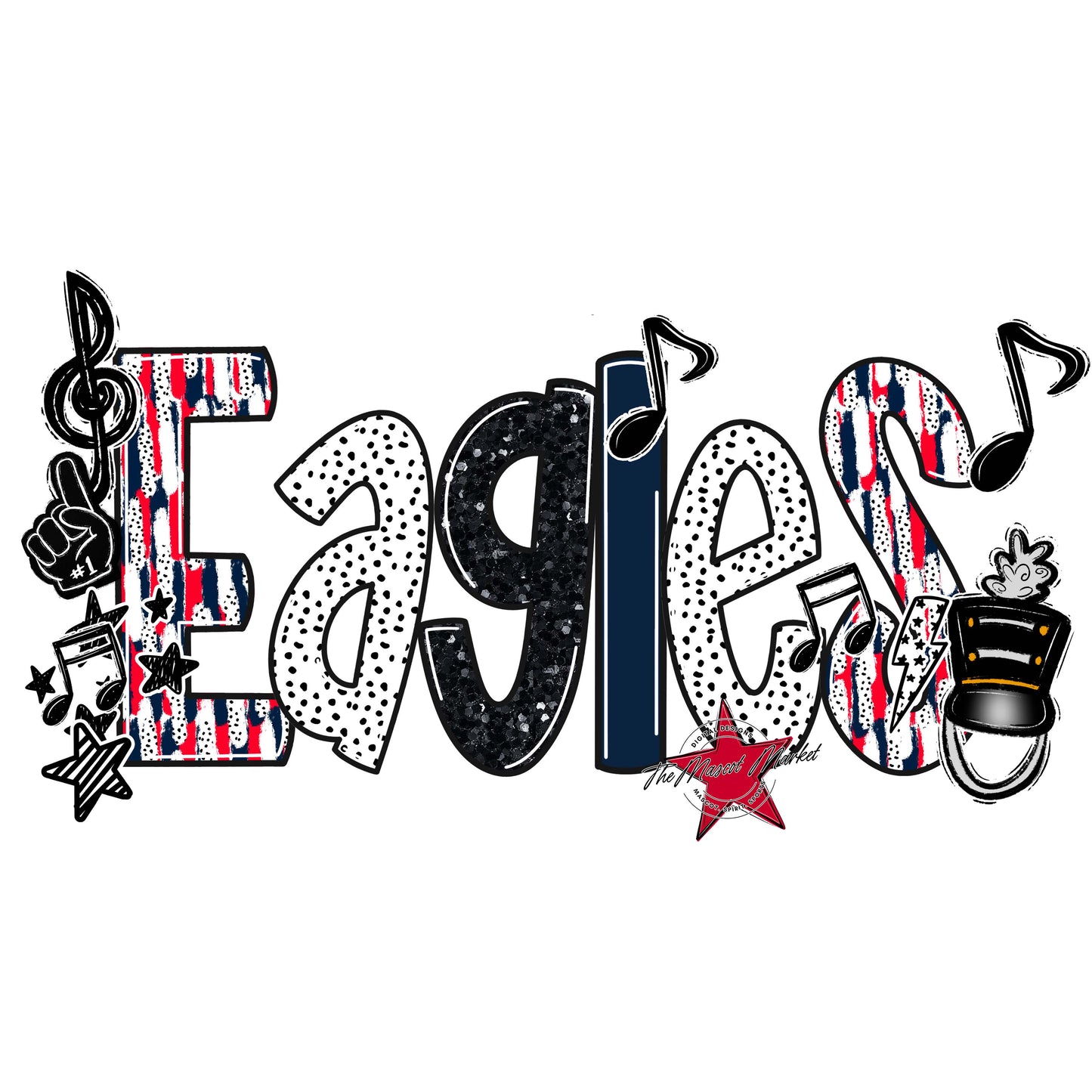 Eagles Band Scrape-Navy & Red