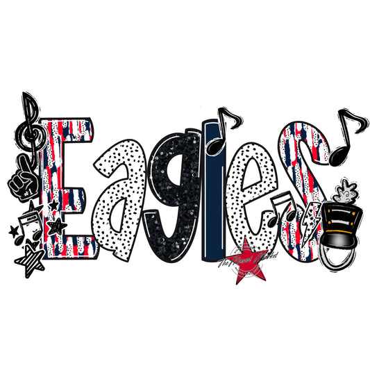 Eagles Band Scrape-Navy & Red