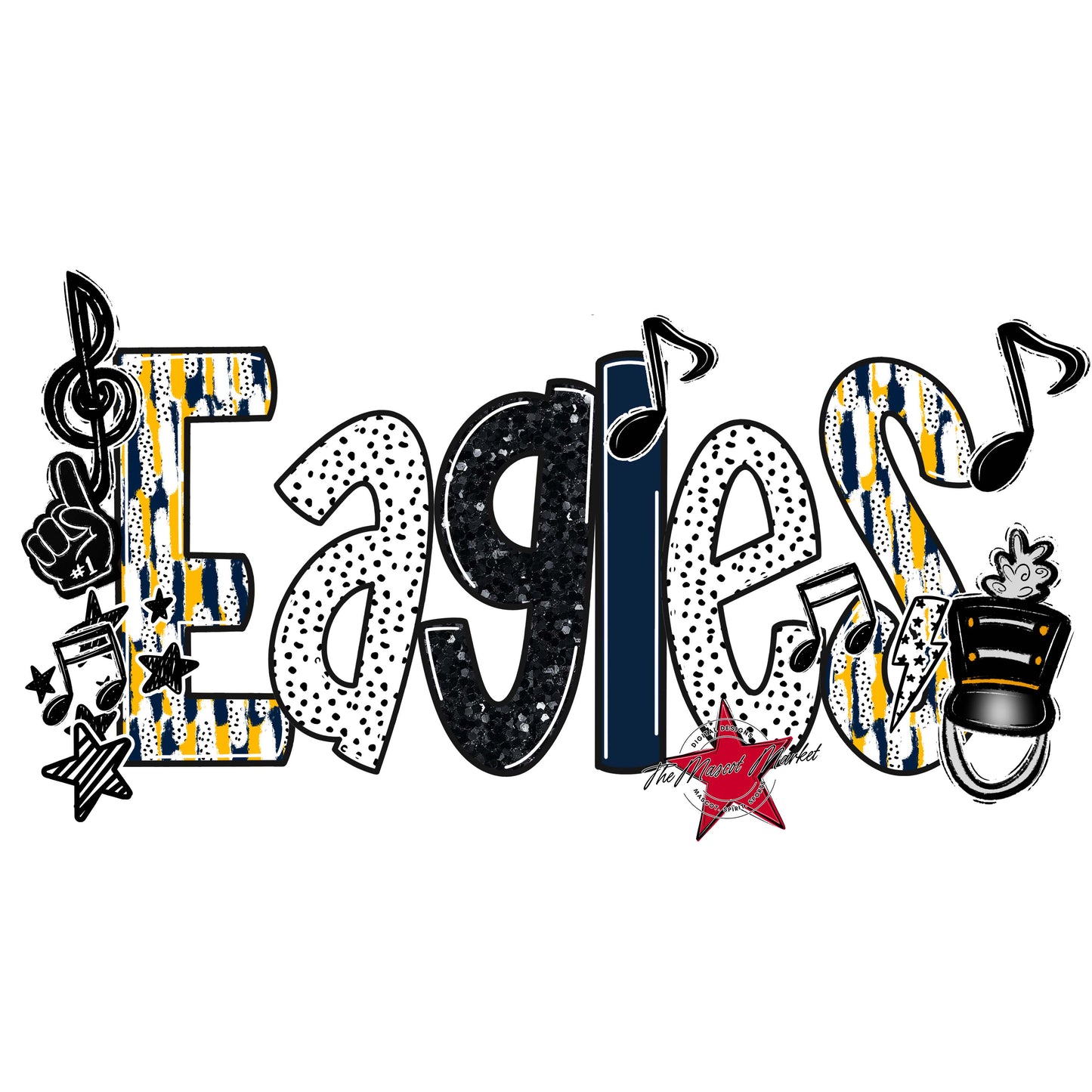 Eagles Band Scrape-Navy & Yellow