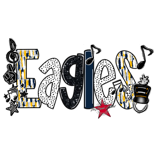 Eagles Band Scrape-Navy & Yellow