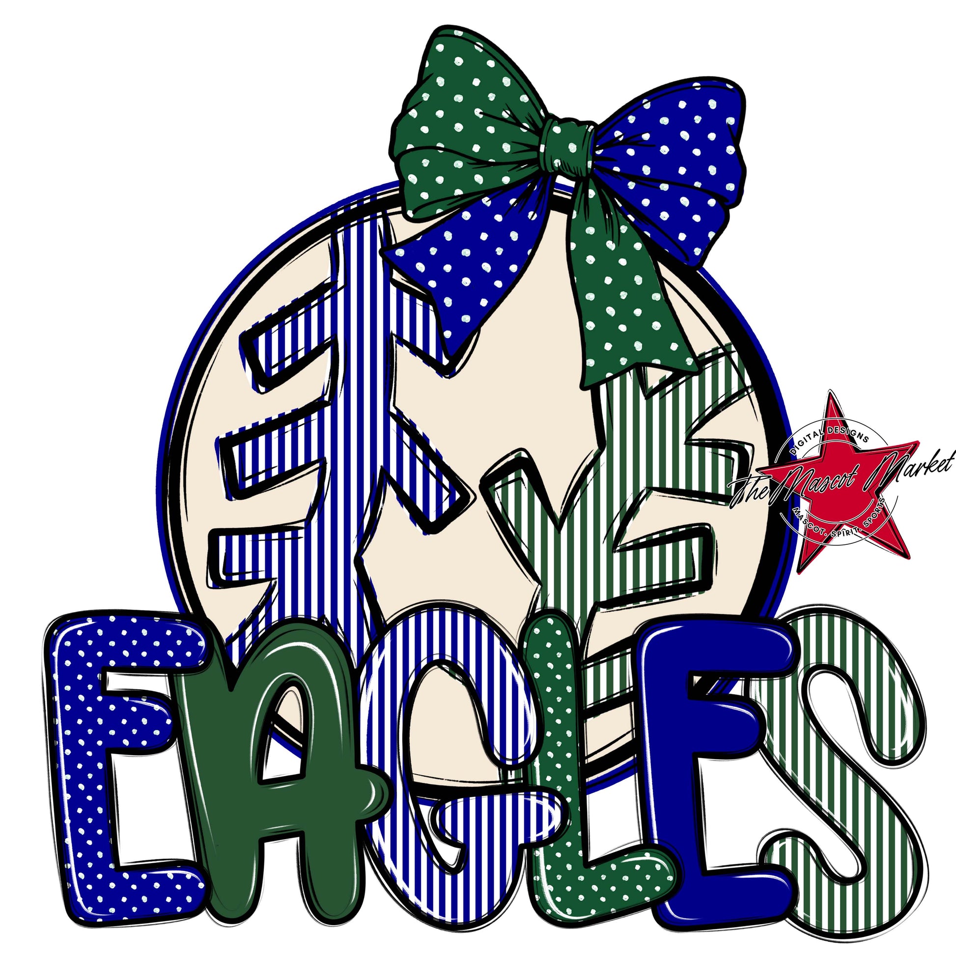 Eagles Baseball-Softball Spirit Design-Blue & Green