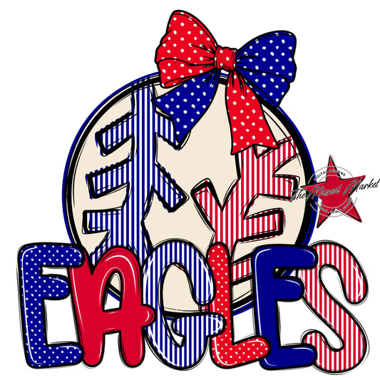 Eagles Baseball-Softball Spirit Design-Blue & Red