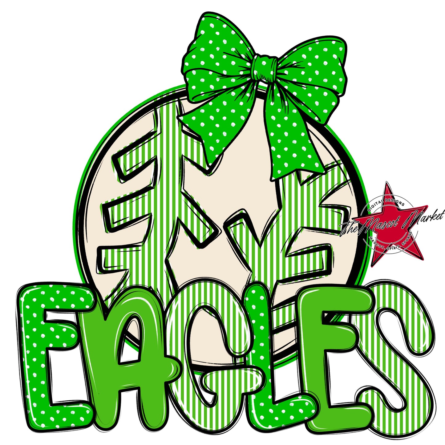 Eagles Baseball-Softball Spirit Design-Bright Green
