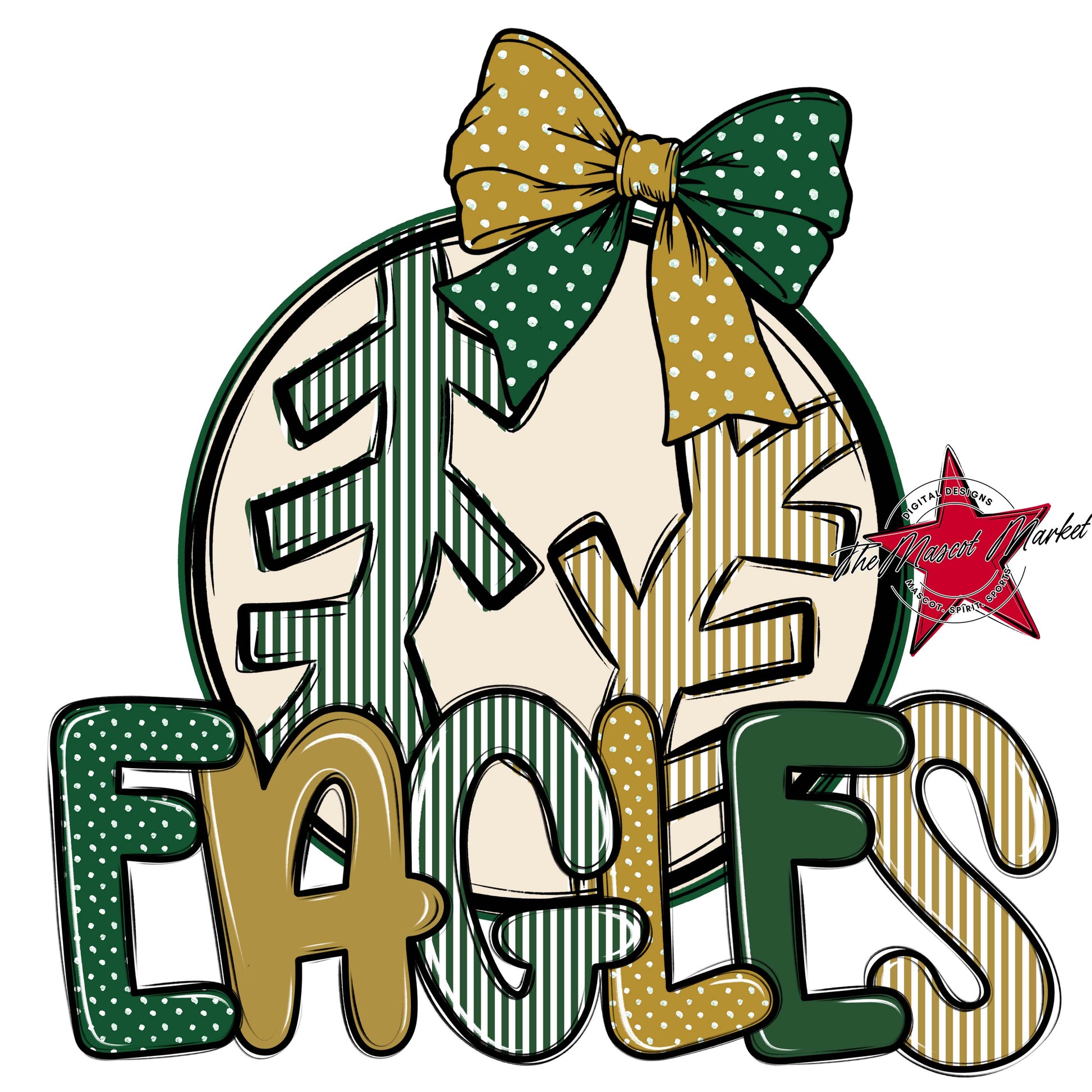Eagles Baseball-Softball Spirit Design-Green & Gold