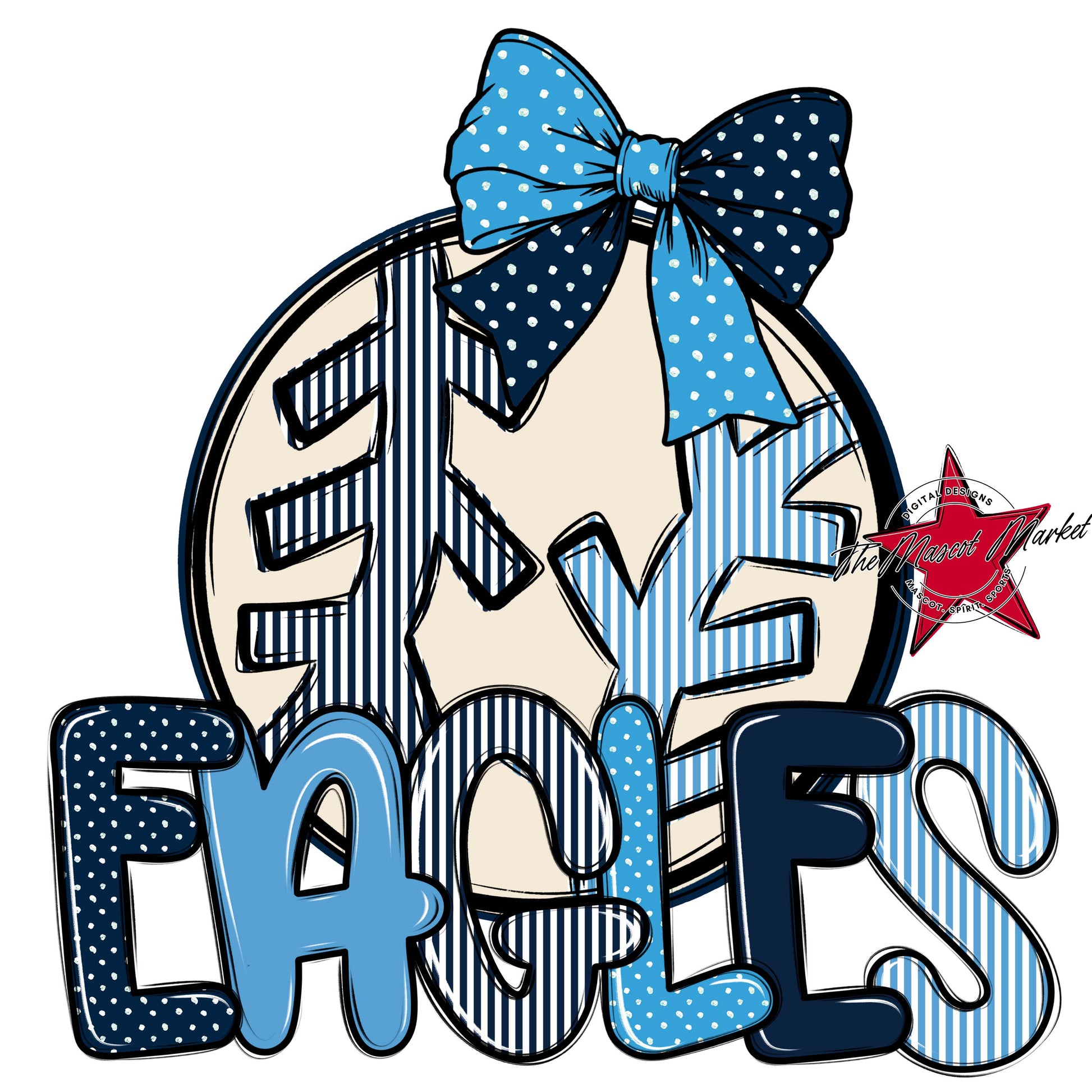Eagles Baseball-Softball Spirit Design-Navy & Carolina Blue