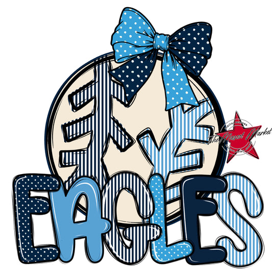 Eagles Baseball-Softball Spirit Design-Navy & Carolina Blue